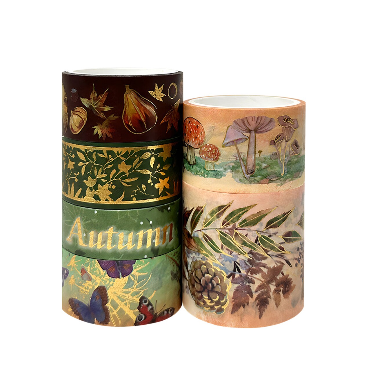 Wrapables Nature Metallic Foil Washi Tape Set for Scrapbooking, Stationery, Diary, Card Making